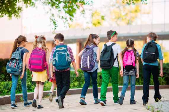 Group of kids going to school together